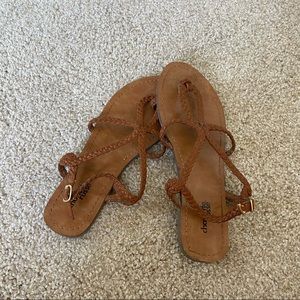 brown braided sandals